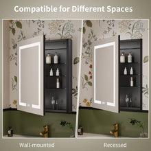 Load image into Gallery viewer, Livvia Recessed or Surface Mount Frameless LED Medicine Cabinet with Electrical Outlet and Anti-fog