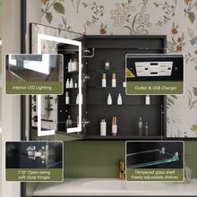 Load image into Gallery viewer, Livvia Recessed or Surface Mount Frameless LED Medicine Cabinet with Electrical Outlet and Anti-fog