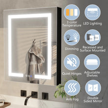 Load image into Gallery viewer, Livvia Recessed or Surface Mount Frameless LED Medicine Cabinet with Electrical Outlet and Anti-fog