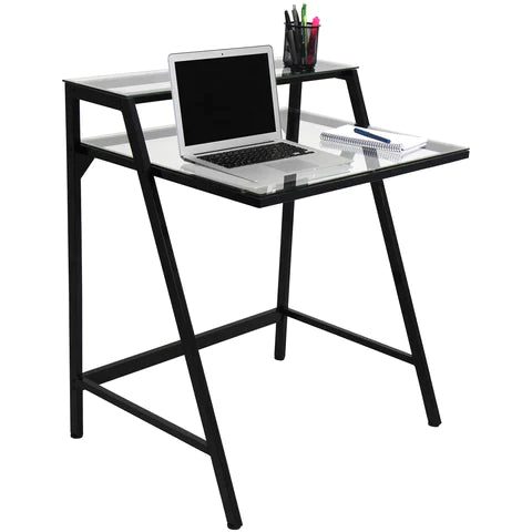 2-Tier Desk In Black & Clear By Lumisource.
