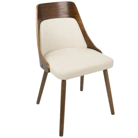 Anabelle Mid-Century Modern Accent Chair in Walnut and Cream Fabric By Lumisource.