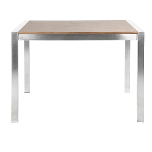 Fuji Contemporary COUNTER Table in Brushed Stainless Steel and Walnut Wood By Lumisource.