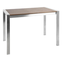 Load image into Gallery viewer, Fuji Contemporary COUNTER Table in Brushed Stainless Steel and Walnut Wood By Lumisource.