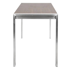 Fuji Contemporary COUNTER Table in Brushed Stainless Steel and Walnut Wood By Lumisource.