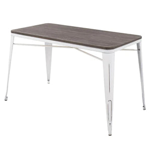 Oregon Industrial-Farmhouse Utility Table in Vintage White and Espresso by Lumisource.