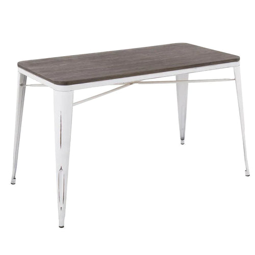 Oregon Industrial-Farmhouse Utility Table in Vintage White and Espresso by Lumisource.