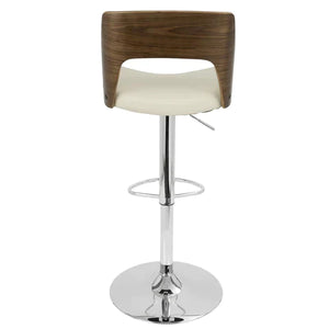 26.5"-31" Valencia Modern Adjustable Barstool with Swivel in Walnut and Cream Faux Leather By Lumisource.