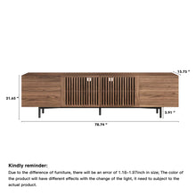 Load image into Gallery viewer, JASIWAY Minimalist TV Stand Slatted Media Console with 4 Doors Storage