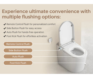 MEJE Smart Toilet , Tankless Toilet with Basic Intelligent Function, Heated Seat, Auto Flush, Foot Kicking Flush, Night Light, Flush Remote Control MJ-A5