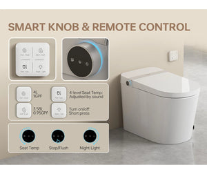 MEJE Smart Toilet , Tankless Toilet with Basic Intelligent Function, Heated Seat, Auto Flush, Foot Kicking Flush, Night Light, Flush Remote Control MJ-A5