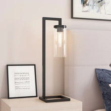 Load image into Gallery viewer, Malva Metal Desk Lamp, Black / Seeded Glass