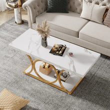 Load image into Gallery viewer, Mattheu Modern Rectangle Coffee Table, Faux Marble Coffee Table for Living Room