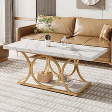 Load image into Gallery viewer, Mattheu Modern Rectangle Coffee Table, Faux Marble Coffee Table for Living Room