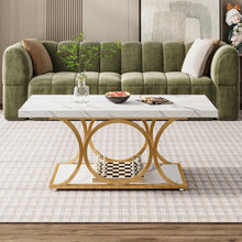 Load image into Gallery viewer, Mattheu Modern Rectangle Coffee Table, Faux Marble Coffee Table for Living Room