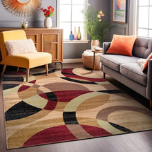 Load image into Gallery viewer, 7&#39;10&quot; x 10&#39;2&quot; Mehul Geometric Multi Coloured Area Rug in Red/Brown/Black