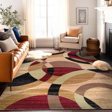 Load image into Gallery viewer, 7&#39;10&quot; x 10&#39;2&quot; Mehul Geometric Multi Coloured Area Rug in Red/Brown/Black