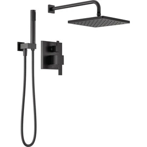 Matte Black Modern Raincan Square Shower System, Rain Shower Head with Handheld Spray, Shower Faucet Set (Part number: 342701-BL)