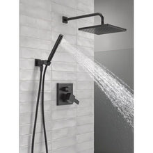 Load image into Gallery viewer, Matte Black Modern Raincan Square Shower System, Rain Shower Head with Handheld Spray, Shower Faucet Set (Part number: 342701-BL)