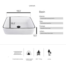 Load image into Gallery viewer, Modern White Ceramic Rectangular Basin Vessel Sink with Faucet US-HW1125