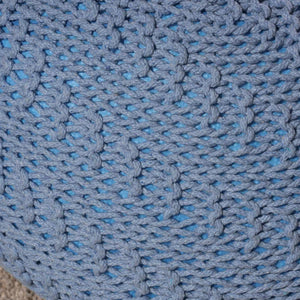 Moreland Upholstered Pouf, Cotton Blue
