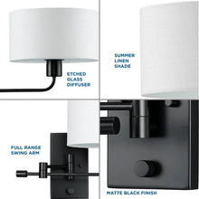 Load image into Gallery viewer, Moses Steel Swing Arm Sconce, Black