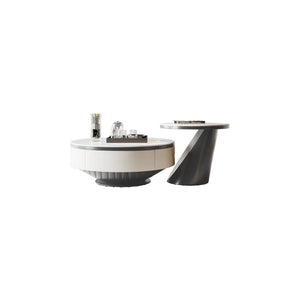 Nesting Coffee Table With Storage – Rock Tabletop Heat-Resistant & Wear-Resistant