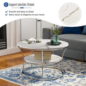 Nolberto Round Coffee Table With 2-Tier Storage Shelves