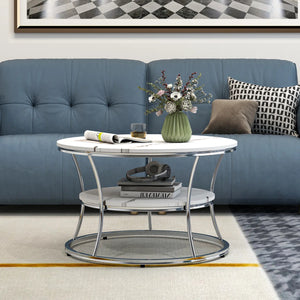 Nolberto Round Coffee Table With 2-Tier Storage Shelves