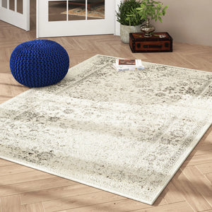 8' x 10' Nuss Performance Oriental Rug, Ivory/Silver