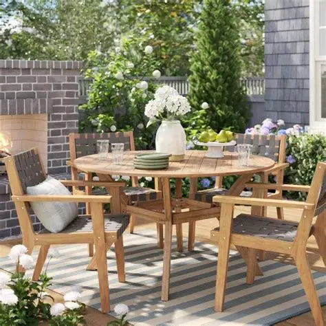Threshold Studio McGee Eucalyptus Round Bluffdale 6 Person Outdoor Patio Dining Table - Brown Threshold x Studio McGee Eucalyptus Round Bluffdale 6 Person Outdoor Patio Dining Table - Brown