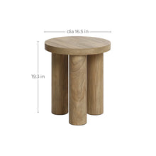 Load image into Gallery viewer, Oak Finish Manufactured Wood Round Side Table with 3 Pillar Legs