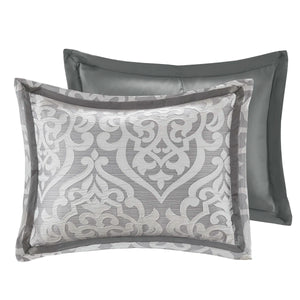 Odette Jacquard 8 Piece Comforter Set, CAL KING / SILVER