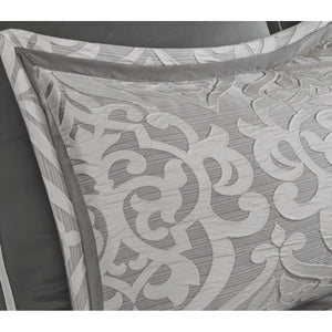 Odette Jacquard 8 Piece Comforter Set, CAL KING / SILVER