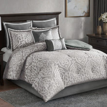 Load image into Gallery viewer, Odette Jacquard 8 Piece Comforter Set, CAL KING / SILVER