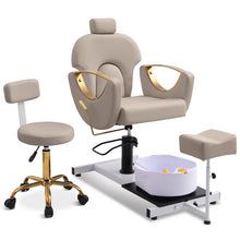 Load image into Gallery viewer, Pedicure Chair With Massage Foot Bath, 360 Degree Swivel Foot Spa Chair, Grey