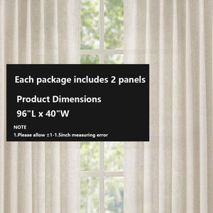 Pinch Pleat Linen Curtains 2 Panels Set (Per panel: 40"W x 96"L)