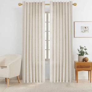 Pinch Pleat Linen Curtains 2 Panels Set (Per panel: 40"W x 96"L)