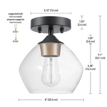 Load image into Gallery viewer, Orhan 1-Light 6.38&quot; Single Dome Semi-Flush Mount Ceiling Light