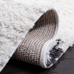 8' x 10' Power Geometric Shag Ivory/Black Area Rug