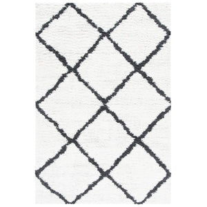 8' x 10' Power Geometric Shag Ivory/Black Area Rug