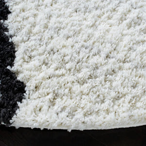 8' x 10' Power Geometric Shag Ivory/Black Area Rug
