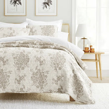 Load image into Gallery viewer, Quilt Set- Lightweight Reversible All Season Quilted Coverlet - Distressed Bouquet, QUEEN