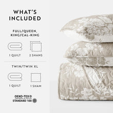 Load image into Gallery viewer, Quilt Set- Lightweight Reversible All Season Quilted Coverlet - Distressed Bouquet, QUEEN