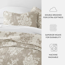 Load image into Gallery viewer, Quilt Set- Lightweight Reversible All Season Quilted Coverlet - Distressed Bouquet, QUEEN