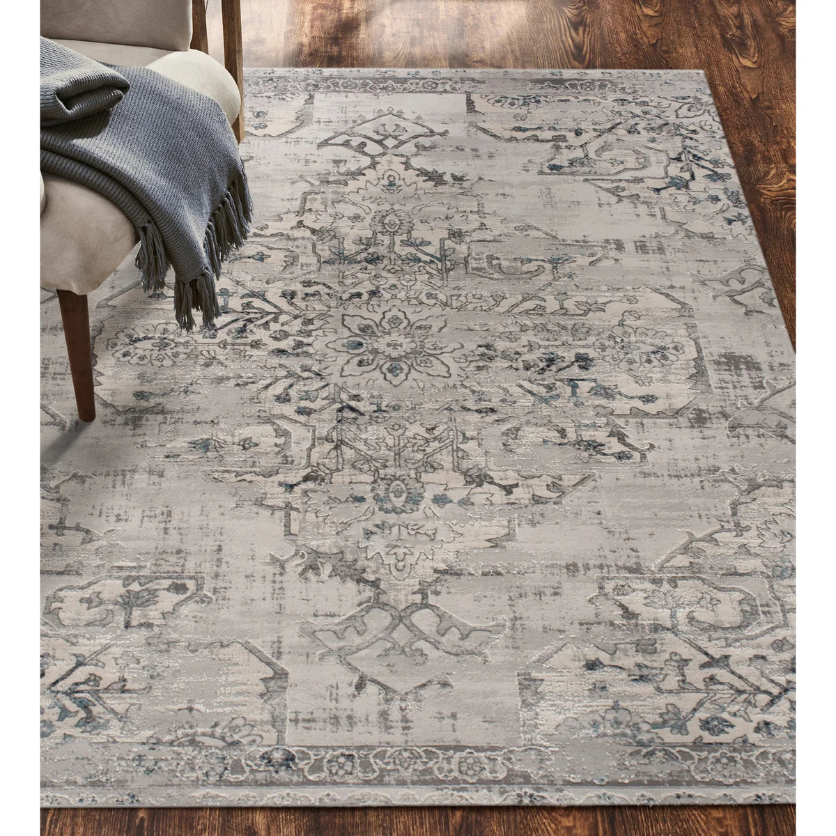 Ariella Grey & Blue 9'10" x 13'1" Area Rug