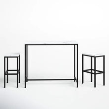 Load image into Gallery viewer, Reitz 2 - Person Counter Height Four Leg Dining Set (Set of 3), White Faux Marble / Black