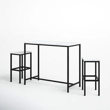 Load image into Gallery viewer, Reitz 2 - Person Counter Height Four Leg Dining Set (Set of 3), White Faux Marble / Black