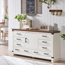 Load image into Gallery viewer, Remmelt 54&quot;W Farmhouse 8 Drawer Dresser, Wood Chest of Drawers With Adjustable Shelf