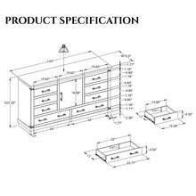 Load image into Gallery viewer, Remmelt 54&quot;W Farmhouse 8 Drawer Dresser, Wood Chest of Drawers With Adjustable Shelf