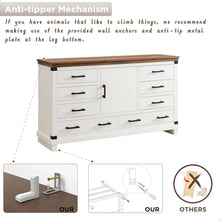 Load image into Gallery viewer, Remmelt 54&quot;W Farmhouse 8 Drawer Dresser, Wood Chest of Drawers With Adjustable Shelf